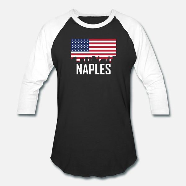 

naples florida skyline american flag t shirt men custom tee shirt o neck original fit authentic spring autumn letter shirt