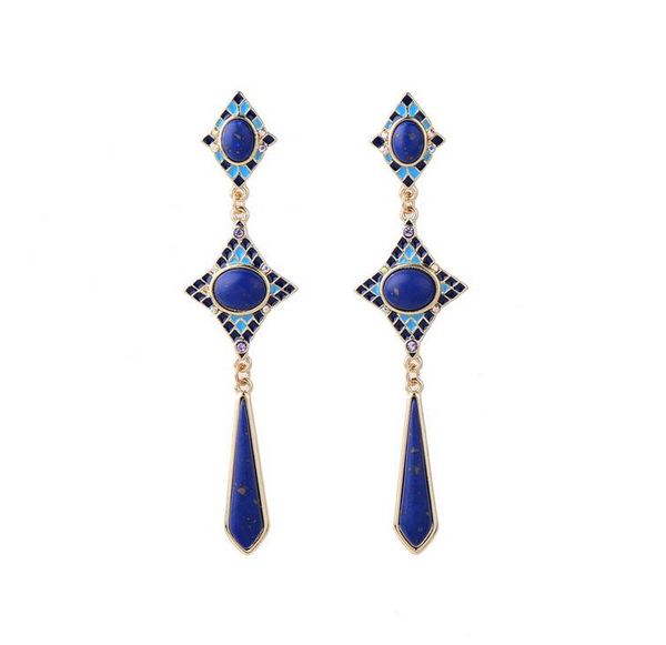 

new,Retro lapis lazuli is simple and steady, earrings, women's personality, temperament, banquet gift dress, long earrings.SP-0028