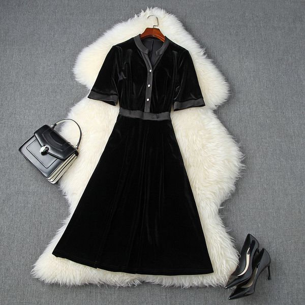 

xz701362 new fashion women 2020 autumn dress european design party style dress, Black;gray