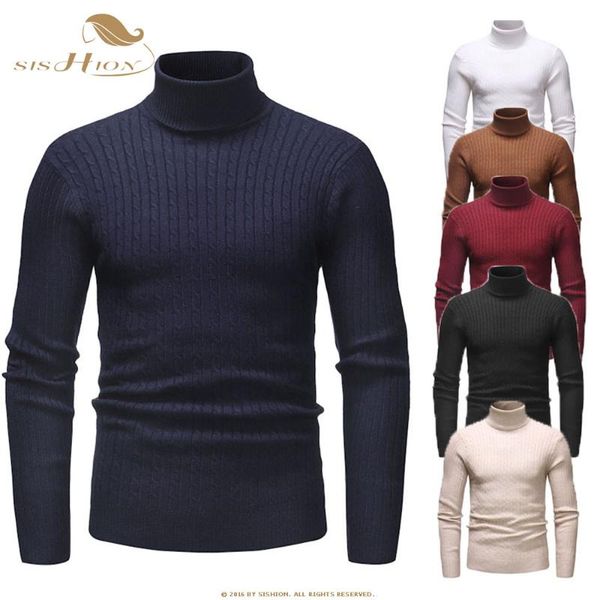 

men's sweaters sishion 2021 autumn warm turtleneck sweater men fashion solid knitted mens qy0336 casual mem slim pullover, White;black