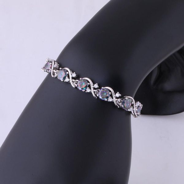 

love monologue good quality fashion red purple mystic crystal cubic zirconia silver color bracelet for women s0269, Black