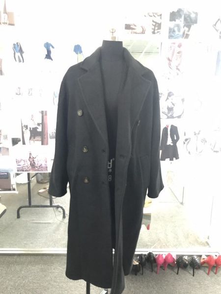 

arlenesain custom women long black wool fur coat. 066
