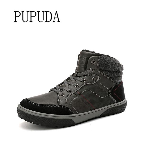 

pupuda winter boots men classic hiking shoes good quality men boots non-slip shoes male warm outdoor, Black