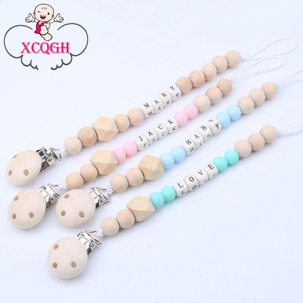 

pacifier sucette non toxic name attache soother teething personalized wooden holder clips dummy clip toy baby bkzfa