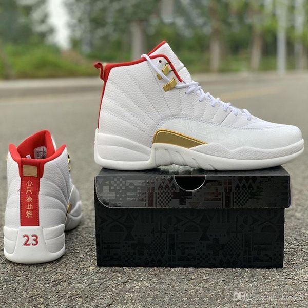 

12 xii fiba mens 2019 basketball shoes brand designer sneakers white gym red 12s real carbon fiber 130690-107 size us7.5-13, Black