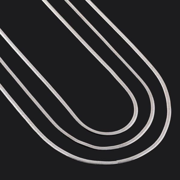 

new arrival width 2mm stainless steel flat necklace chain for men and women wholesale four color available, Silver
