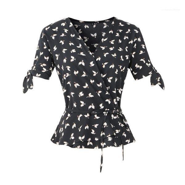 

sleeve fashion womens casual shirts summer designer womens chiffon shirts v neck short, White