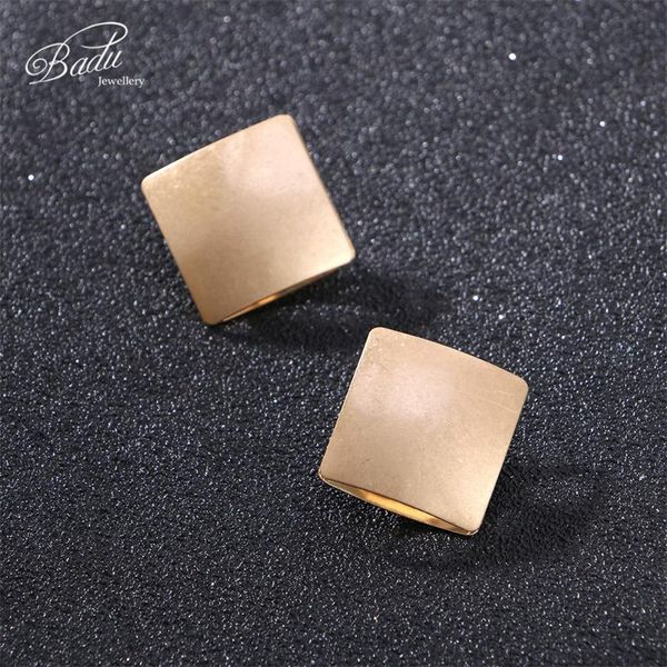 

badu gold metal earring large square hollow stud earrings women punk fashion exaggerated jewelry for halloween party, Golden;silver