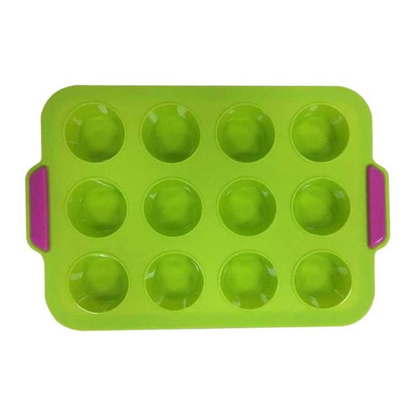

12 cavity baking tray cake mold non stick round portable candy silicone fondant