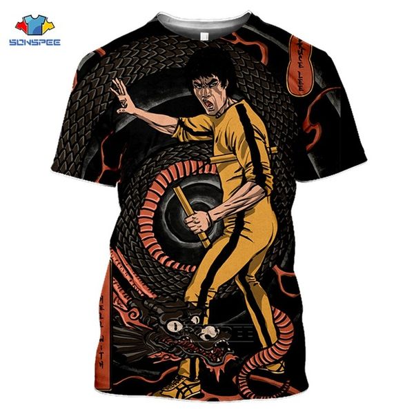 

gung fu king bruce lee men summer sport jeet kune founder homme 3d print shirts funny plus size hippie men clothing