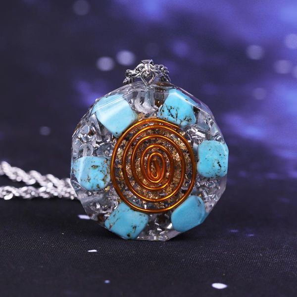 

orgonite energy pendant transfer natural crystal sweater chain men and women necklace bring lucky healing wicca, Silver