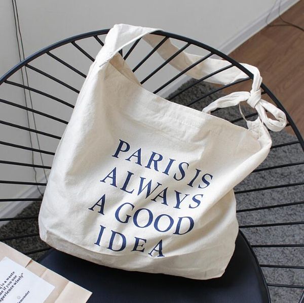 

letter printed canvas bag casual large-capacity shoulder messenger bag fashion zipper environmental protection female