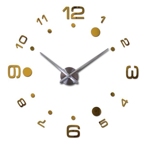 

mechanical practical decoration wall clock mirror surface round shape 3d diy