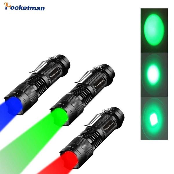 

flashlights torches 800lm ultra bright portable led q5 torch light adjustable focus red green blue eye protection lamp