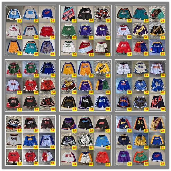 

men basketball just don pockets shorts hip-hop all city teams name year id tags mitchell & ness sweatpants sport big face basketball jersey, Black;red