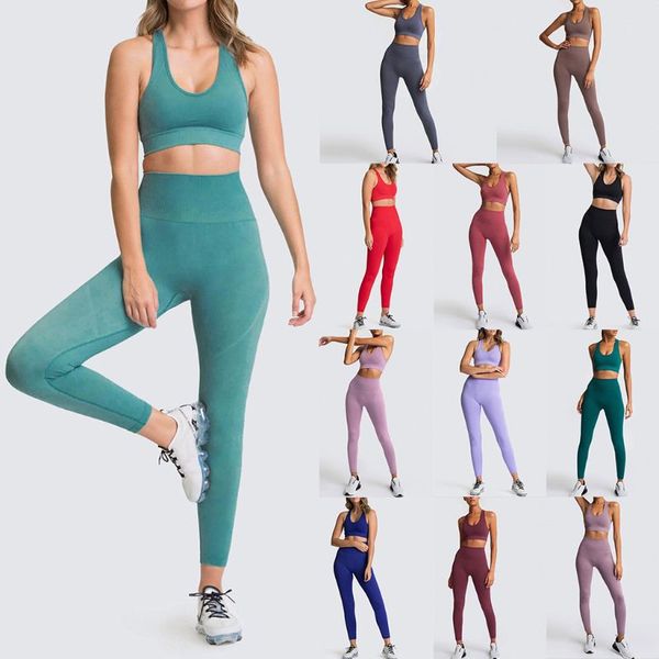 

women 2 piece workout outfits set racerback crop sports bra high waist leggings seamless knitted gym yoga fitness tracksuit, White;red
