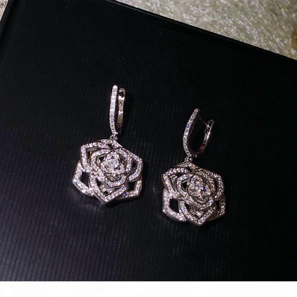 

woman jewelry rose earrings 925 silver flower stud earrings for women love gift ing, Golden;silver