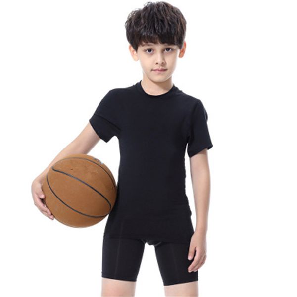 

brand kids sportswear basketball football sport t shirt pants breathable quick dry yoga fitness gym clothes children boys summer sets, Black;blue