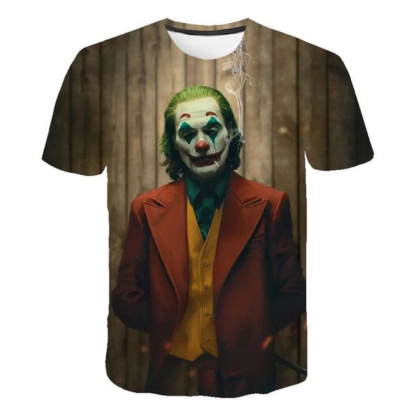 

sale clown joker face male 3d clown 3d print shirts harajuku comics plus size men clothing