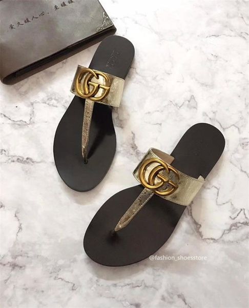 

роскошные флип-флоп слайдов женщины вьетнамки кожи женщин сандалии с двойными металл черный белый коричневый тапочки летом пляж сандалии g1, Black