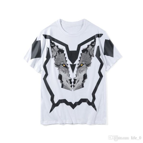 

fashion brand mens designer t shirt summer men women 3d printed short sleeve mens designer tees wolf print size m-2xl, White;black