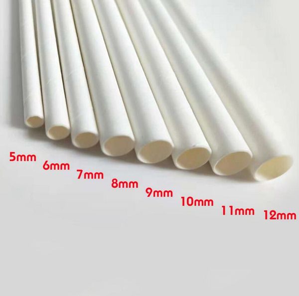 

biodegradable white paper straws environmental eco friendly disposable paper drinking straws for bubble tea with 8 different size