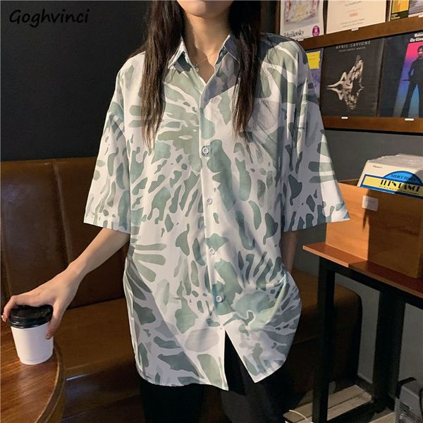 

women's blouses & shirts women printed loose soft large size 2xl bf fashion korean style streetwear all-match arrival chic trendy styli, White
