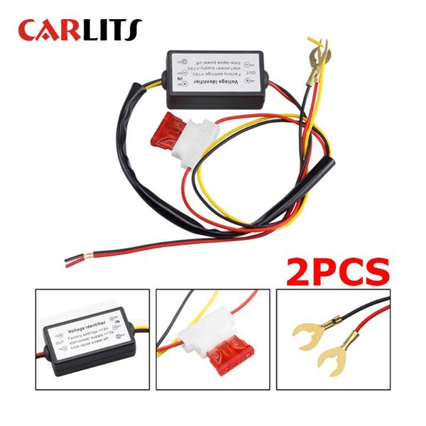 

2pcs drl controller auto car led daytime running lights controller relay harness dimmer on/off 12-18v fog light