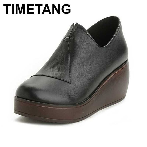 

timetang2020 работы обувь платформа дно удобно носить женскую обувь профессиональной обуви и круглый клин женщин, Black