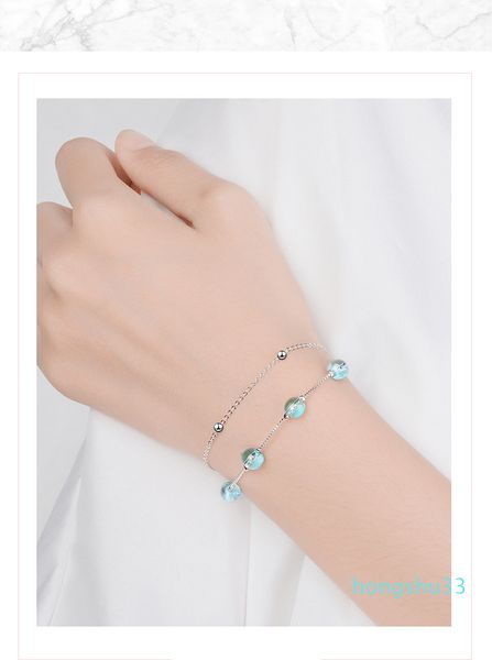 

double layer blue artificial crystal bracelet, Golden;silver