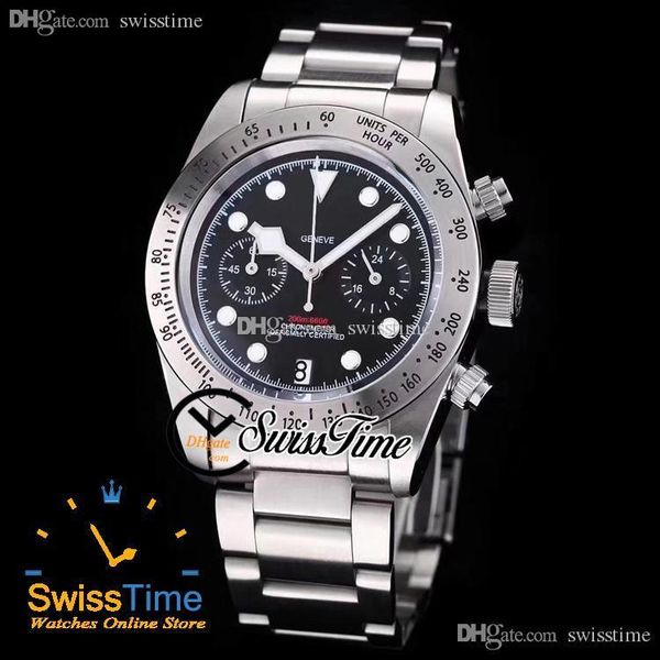 

sale 79350 miyota quartz chronograph mens watch 41mm steel case black dial stainless steel bracelet satch watches swisstime b68b2, Slivery;brown