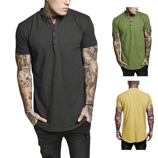 

crew neck fashion slim male clothing summer mens tshirts short sleeve button, White;black