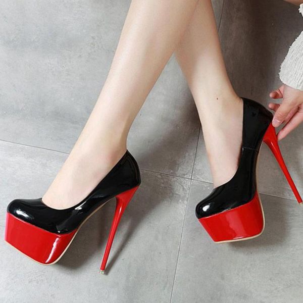 

dress shoes sarairis big size 42 fetish thin high heels slip on party nightclub platform red black women pumps female