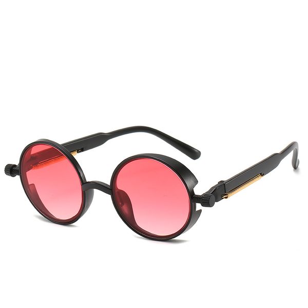 

2020 fashion steampunk sunglasses men women round glasses brand design vintage sunglasses uv400, White;black