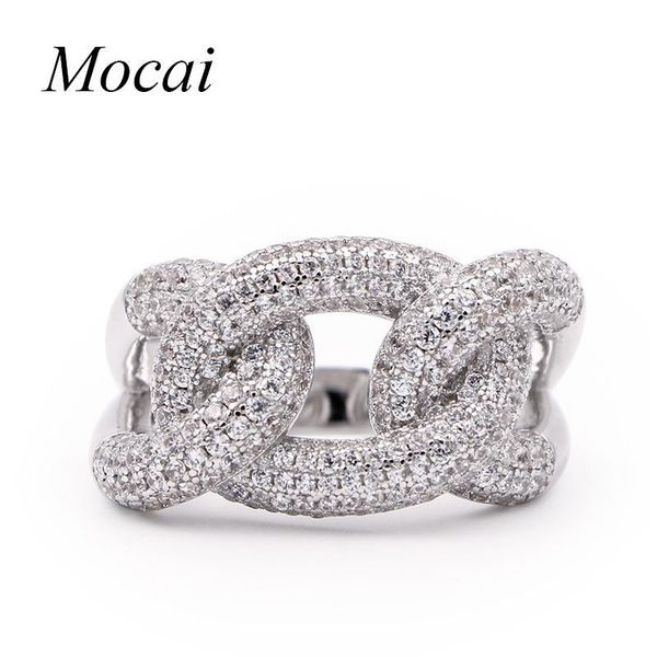 

fashion cool chains ring punk style silver color luxury full zircon big chain rock rings for women zk30 j190627, Slivery;golden