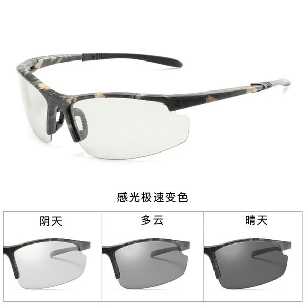 

2020 new pchromic sunglasses chameleon driving polarized sun glasses for men half frame sunglasses sport fashion, White;black
