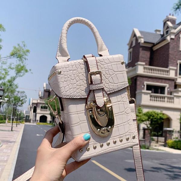 

crocodile pattern box tote bag 2020 summer new high-quality pu leather women's designer handbag lock shoulder messenger bag