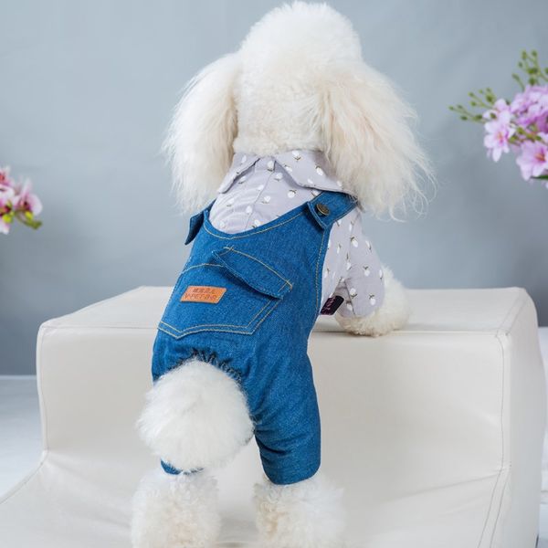 

новые pet одежда для собак осень зима теплая собака jeans пальто комбинезон сгущает pet одежда для йоркширского плюшевых собак костюма puppy