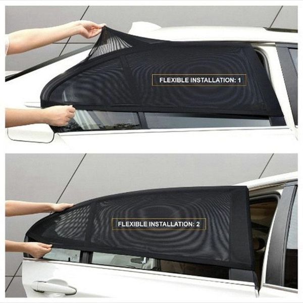 

2pcs car sun visor rear side window sun shade mesh fabric visor shade cover shield uv protector black auto sunshade curtain