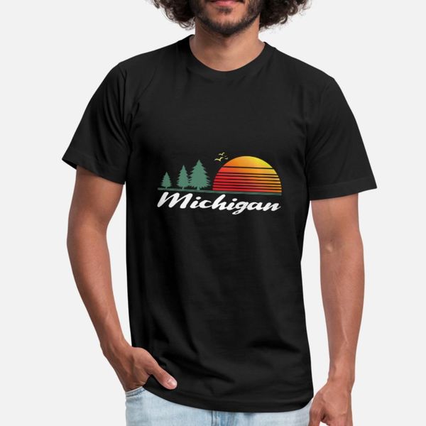 

michigan state lake detroit gift t shirt men printing cotton s-xxxl family famous new fashion summer standard shirt