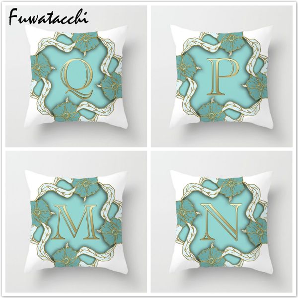 

cushion/decorative pillow fuwatacchi 26 alphabet cushion cover gold letter flower throw pillows soft decorative pillowcase for home sofa 202