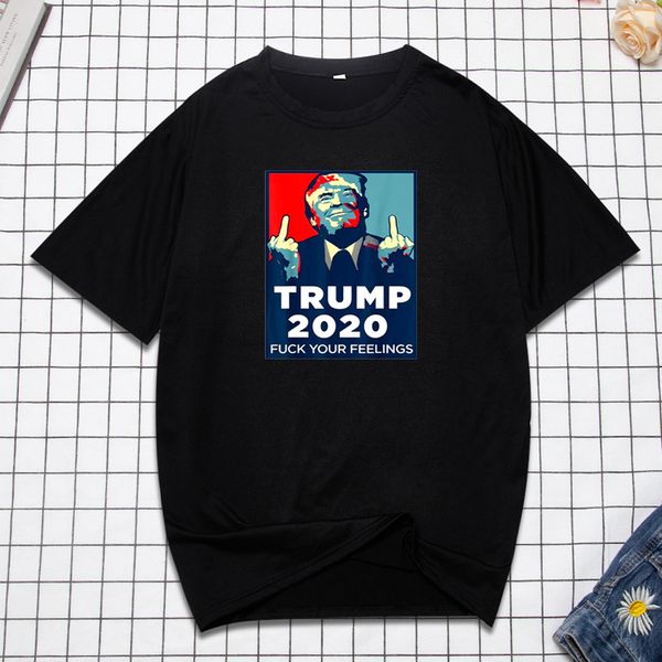 

peripheral trump 2020 men's t-shirt election biden short u.s. neck women's letter summer large round size and print general sleeve, Black