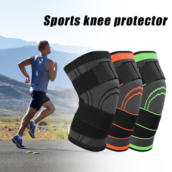 

1pc knee pad elastic bandage pressurized knee pads support protector for fitness sport running arthritis muscle joint brace, Black;gray