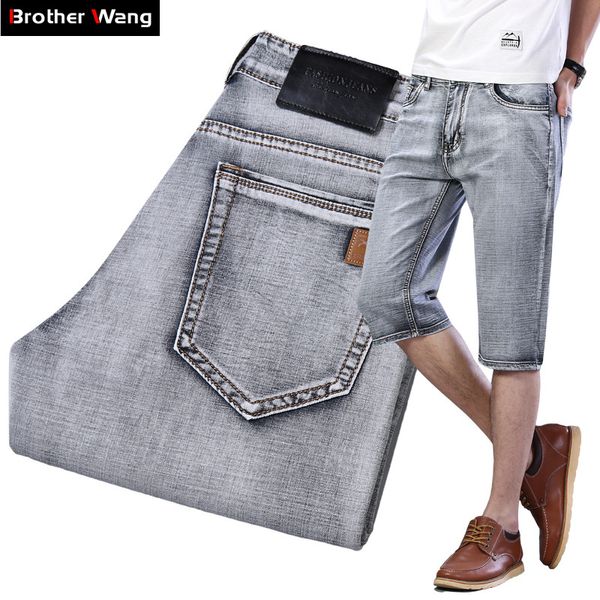 

classic style summer men gray short jeans 2020 new advanced stretch thin denim shorts brand men's clothing, White;black