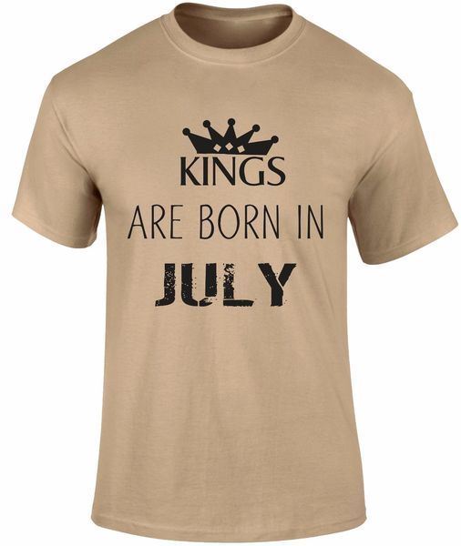 

fashion men t shirt kings are born in july birthday month of birth royal party slogan funny t shirt summer t-shirt