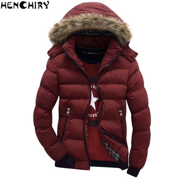 

henchiry men jacket winter new male casual hooded outwears coat warm fur parka overcoat men's solid thick fleece zipper jackets, Black