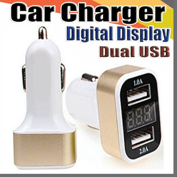 168 Modelo mais novo com tensão LED e display atual 3.1a Dual USB Intelligent Digital Display Car carregador para Samsung Smart Phone