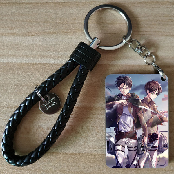 

anime attack on giant keychain pendant lewell captain mikasa allen anime peripheral school bag car decoration pendant keychains, Silver
