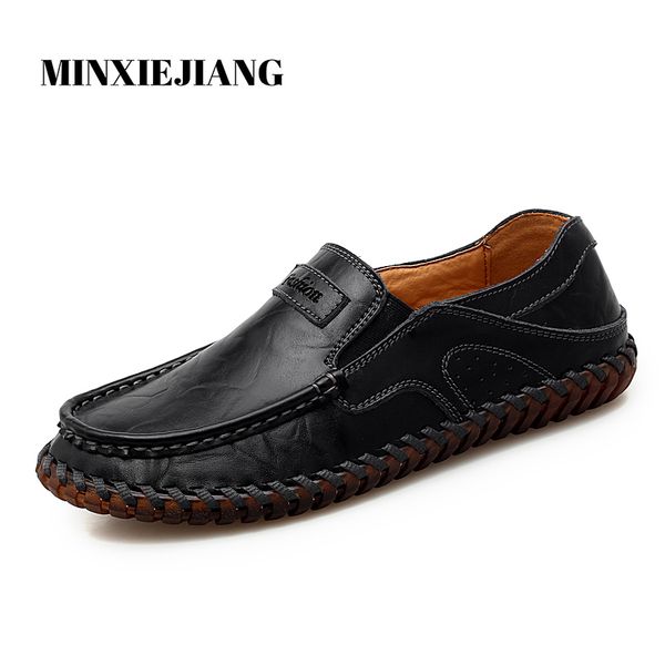 

2020 brand leather men's shoes fashion casual shoes breathable men's flat loafers driving moccasins big size 48, Black