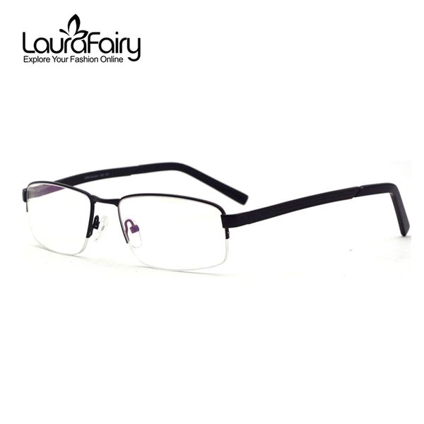

laura fairy oversize eyeglasses frames men stainless steel spring temple eye half glasses frame 5918, Black